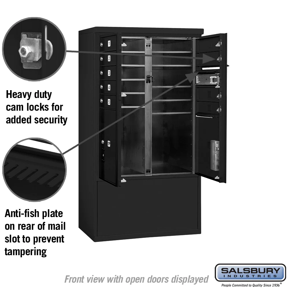 10-Door Free-Standing Mailbox with Parcel Lockers in Black - Image 7