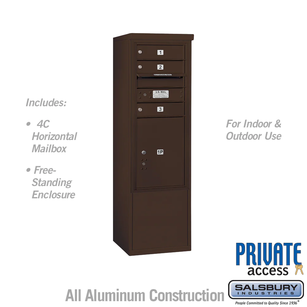 10-Door Free-Standing Bronze Mailbox with Parcel Locker