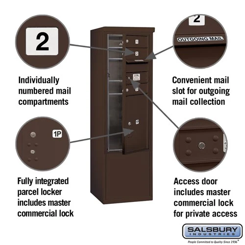 10-Door Free-Standing Bronze Mailbox with Parcel Locker - Image 2