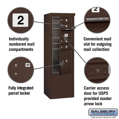 10-Door Free-Standing Bronze Mailbox with Parcel Locker and USPS Access - Image 2