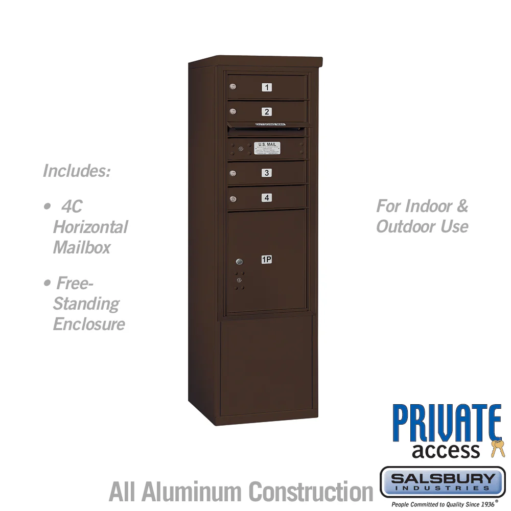 10-Door Free-Standing Mailbox with Parcel Locker in Bronze