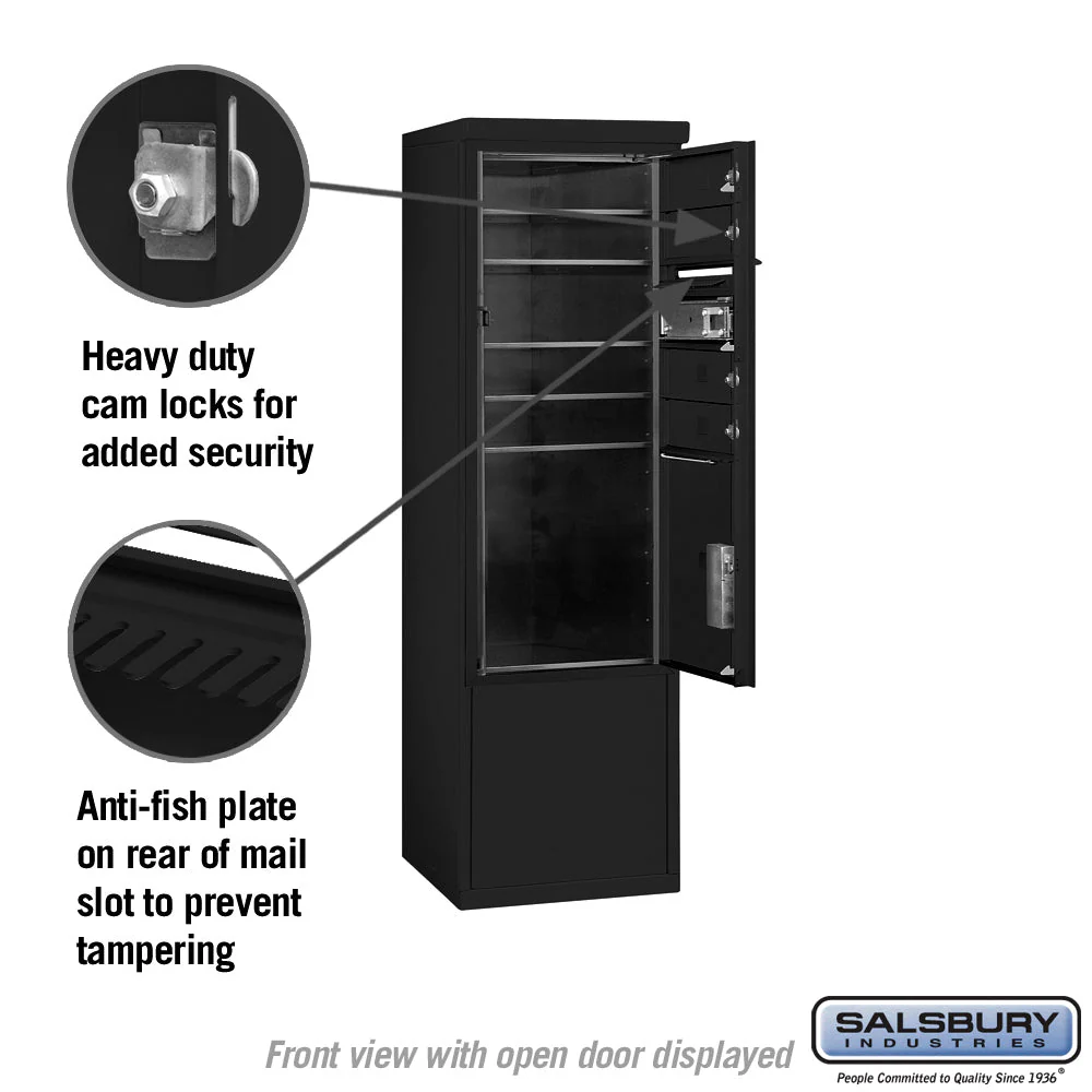10 Door High Free-Standing 4C Horizontal Mailbox with Parcel Locker in Black - Image 3