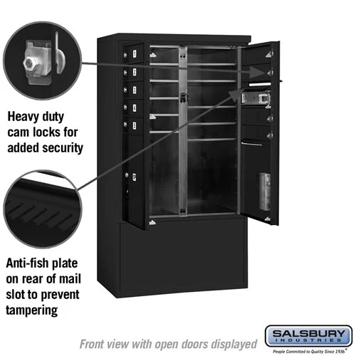 10-Door Free-Standing Mailbox with Parcel Lockers in Black - Image 3