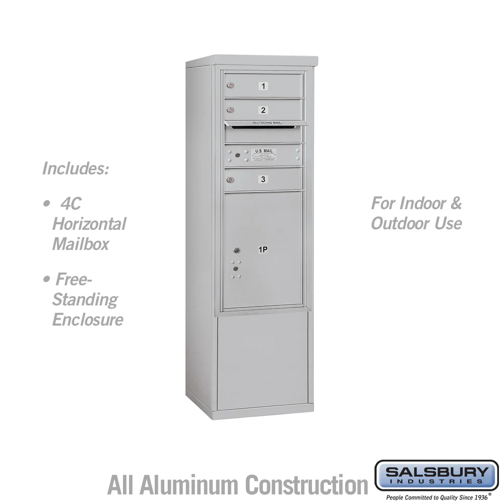 10 Door High Free-Standing 4C Horizontal Mailbox with Parcel Locker in Aluminum with USPS Access - Image 5