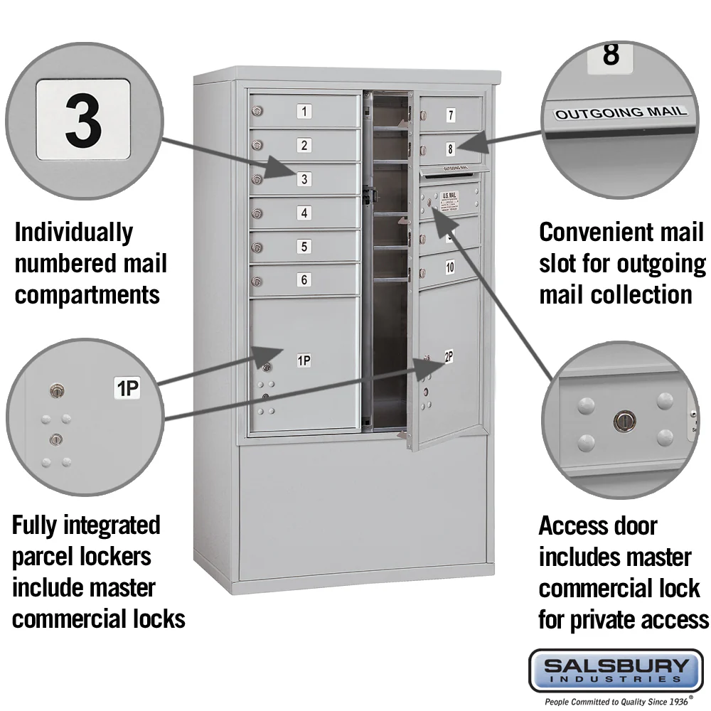 10 Door High Free-Standing 4C Horizontal Mailbox with Parcel Lockers - Image 2