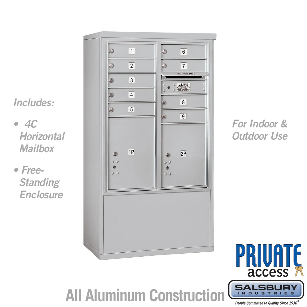10 Door High Free-Standing 4C Horizontal Mailbox with Parcel Locker in Aluminum - Image 5