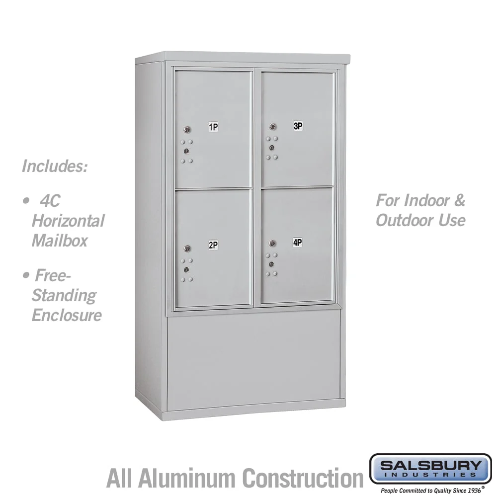 10 Door High Free-Standing Parcel Locker with 4 Parcel Lockers in Aluminum with USPS Access