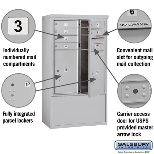 10 Door High Free-Standing Parcel Locker with 4 Parcel Lockers in Aluminum with USPS Access - Image 6