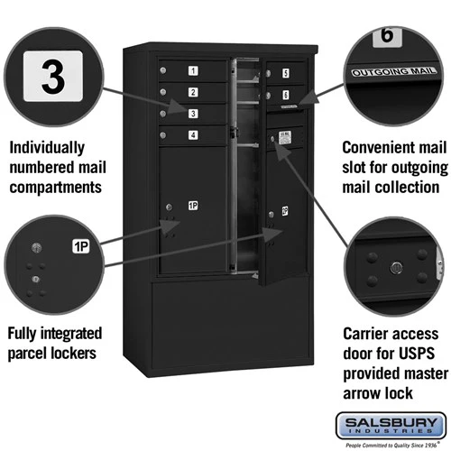 10 Door High Free-Standing 4C Horizontal Mailbox with Parcel Lockers in Black - Image 6