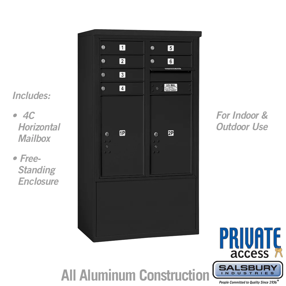 10 Door High Free-Standing 4C Horizontal Parcel Locker with 2 Parcel Lockers in Black - Image 5