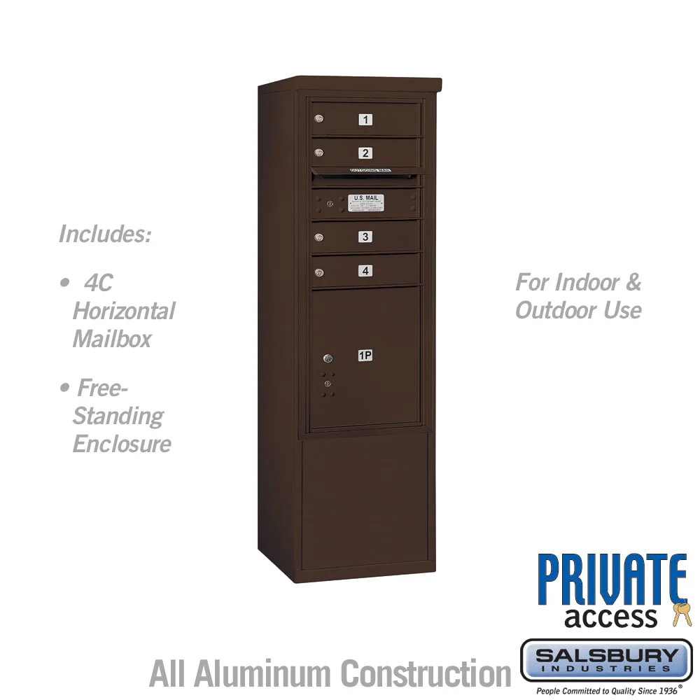 10-Door Free-Standing Mailbox with Parcel Locker in Bronze