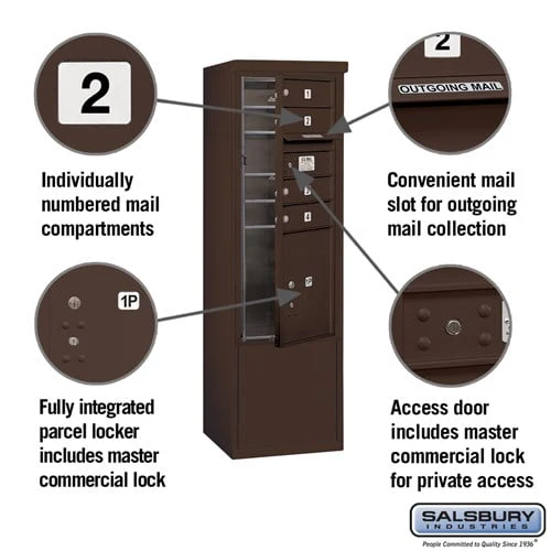 10-Door Free-Standing Mailbox with Parcel Locker in Bronze - Image 2
