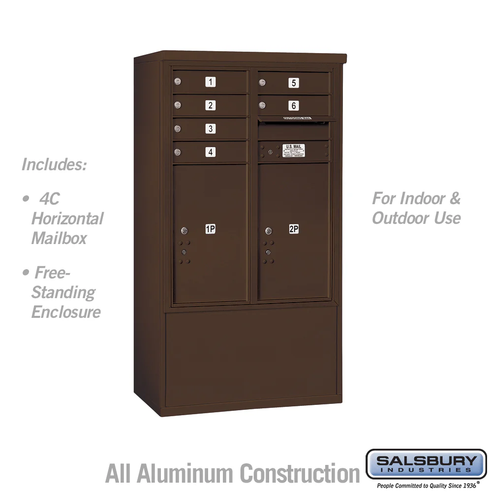 10-Door Free-Standing Mailbox with Parcel Locker in Bronze - Image 5
