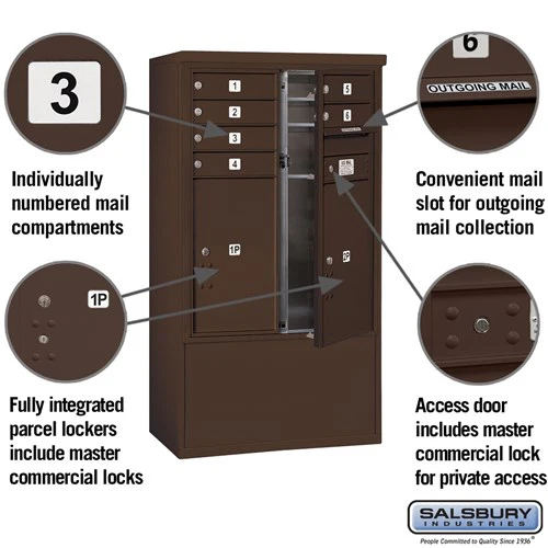 10 Door High Free-Standing 4C Horizontal Mailbox with Parcel Lockers in Bronze - Image 6