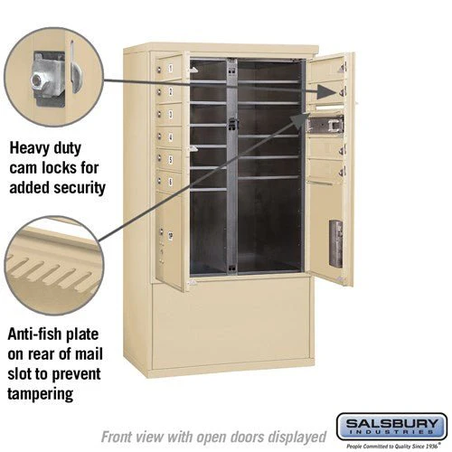 10 Door High Free-Standing 4C Horizontal Mailbox with Parcel Lockers in Sandstone - Image 3