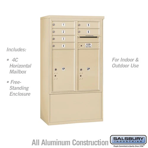 10 Door High Free-Standing 4C Horizontal Mailbox with Parcel Lockers in Sandstone - Image 5
