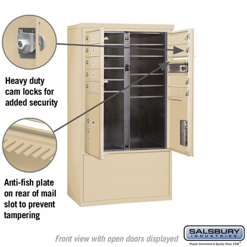 10 Door High Free-Standing 4C Horizontal Mailbox with Parcel Lockers in Sandstone - Image 3