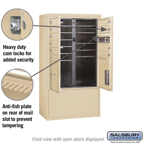 10 Door High Free-Standing 4C Horizontal Mailbox with Parcel Lockers in Sandstone - Image 3