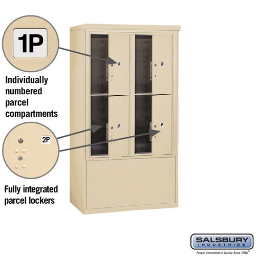 10 Door High Free-Standing 4C Horizontal Parcel Locker with 4 Parcel Lockers in Sandstone with USPS Access - Image 2