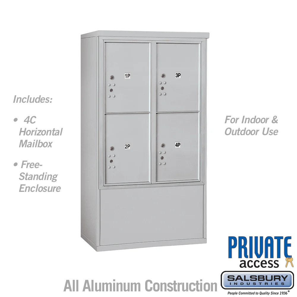 10 Door High Free-Standing Parcel Locker with 4 Parcel Lockers in Aluminum for Private Access