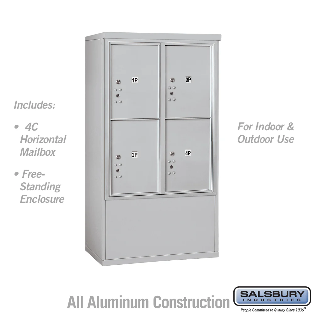 10 Door High Free-Standing Parcel Locker with 4 Parcel Lockers in Aluminum with USPS Access