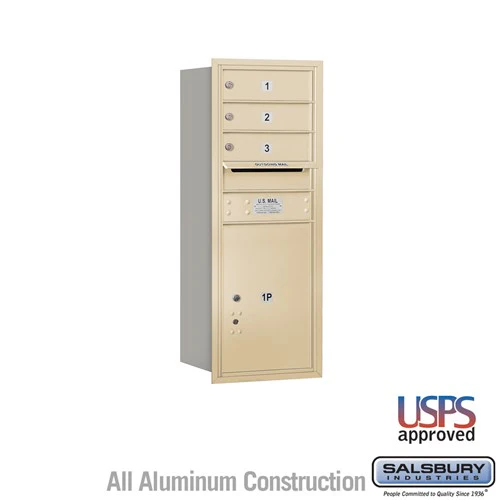 10 Door High Recessed Mounted 4C Horizontal Mailbox with Parcel Locker in Sandstone