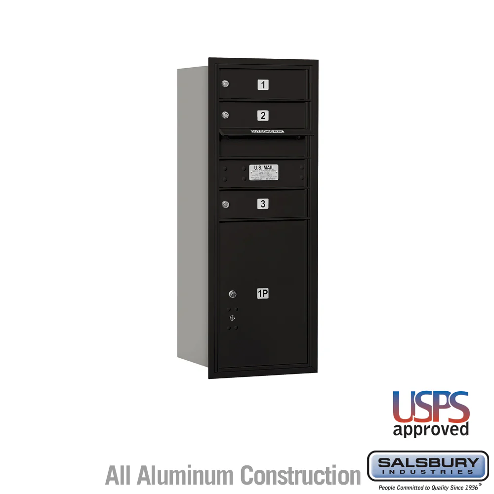 10-Door High Recessed Mounted 4C Horizontal Mailbox with Parcel Locker - Black - Rear Loading