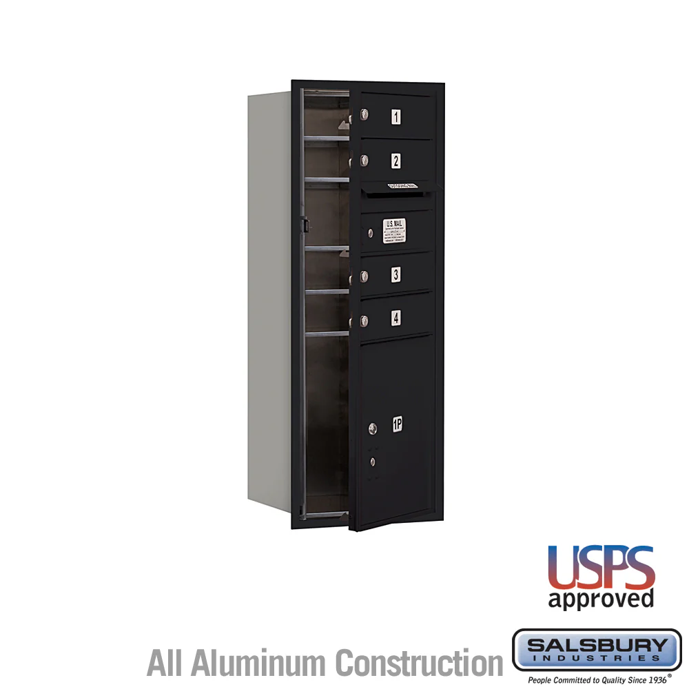 10 Door High Recessed Mounted 4C Horizontal Mailbox with Parcel Locker - Black, USPS Approved