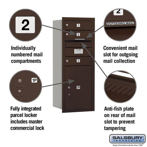 10 Door High Recessed Mounted 4C Horizontal Mailbox with Parcel Locker - Bronze - Rear Loading - Image 2