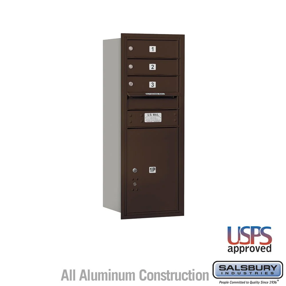 10 Door High Recessed Mounted 4C Horizontal Mailbox with Parcel Locker - Bronze, Rear Loading