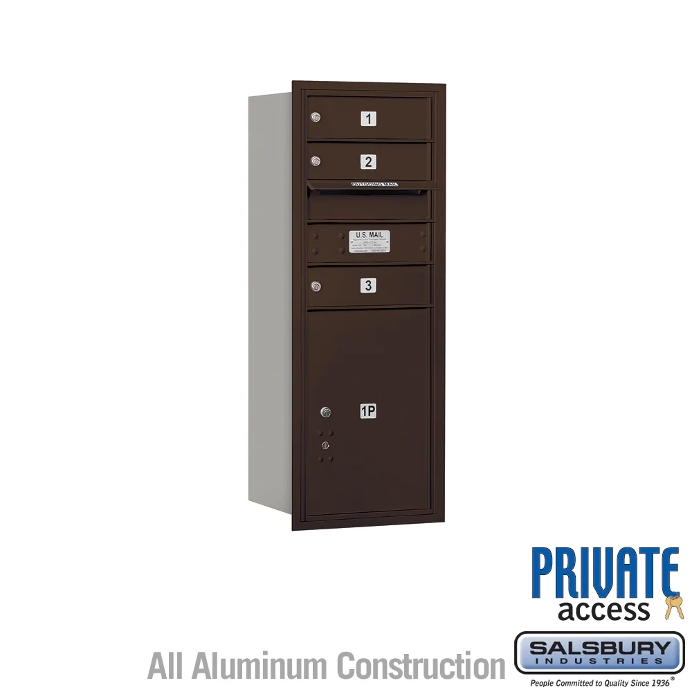 10 Door High Recessed Mounted 4C Horizontal Mailbox with Parcel Locker - Bronze - Rear Loading