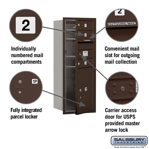 10 Door High Recessed Mounted 4C Horizontal Mailbox with Parcel Locker in Bronze - Image 2