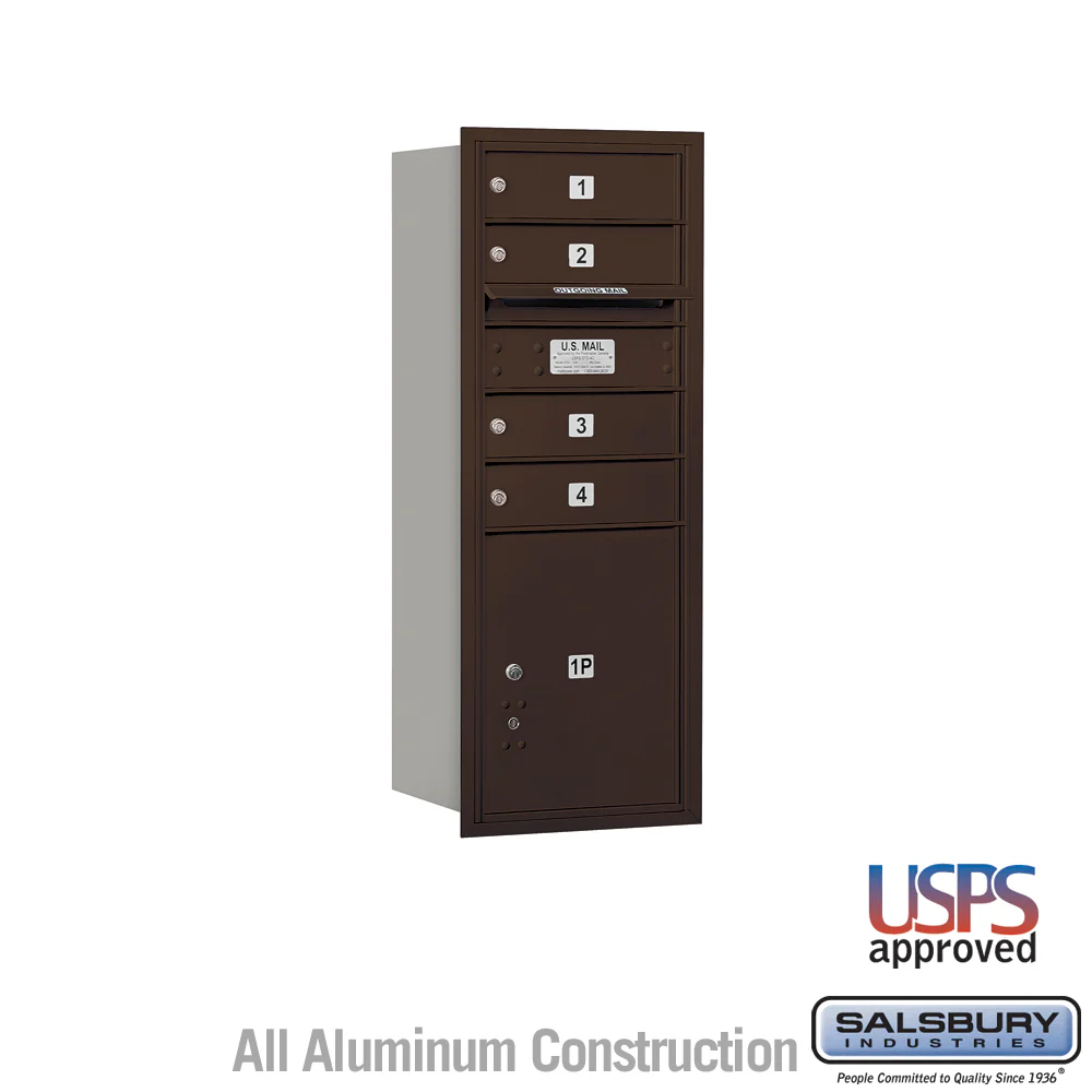 10-Door High Recessed Mounted 4C Horizontal Mailbox with Parcel Locker in Bronze - Rear Loading
