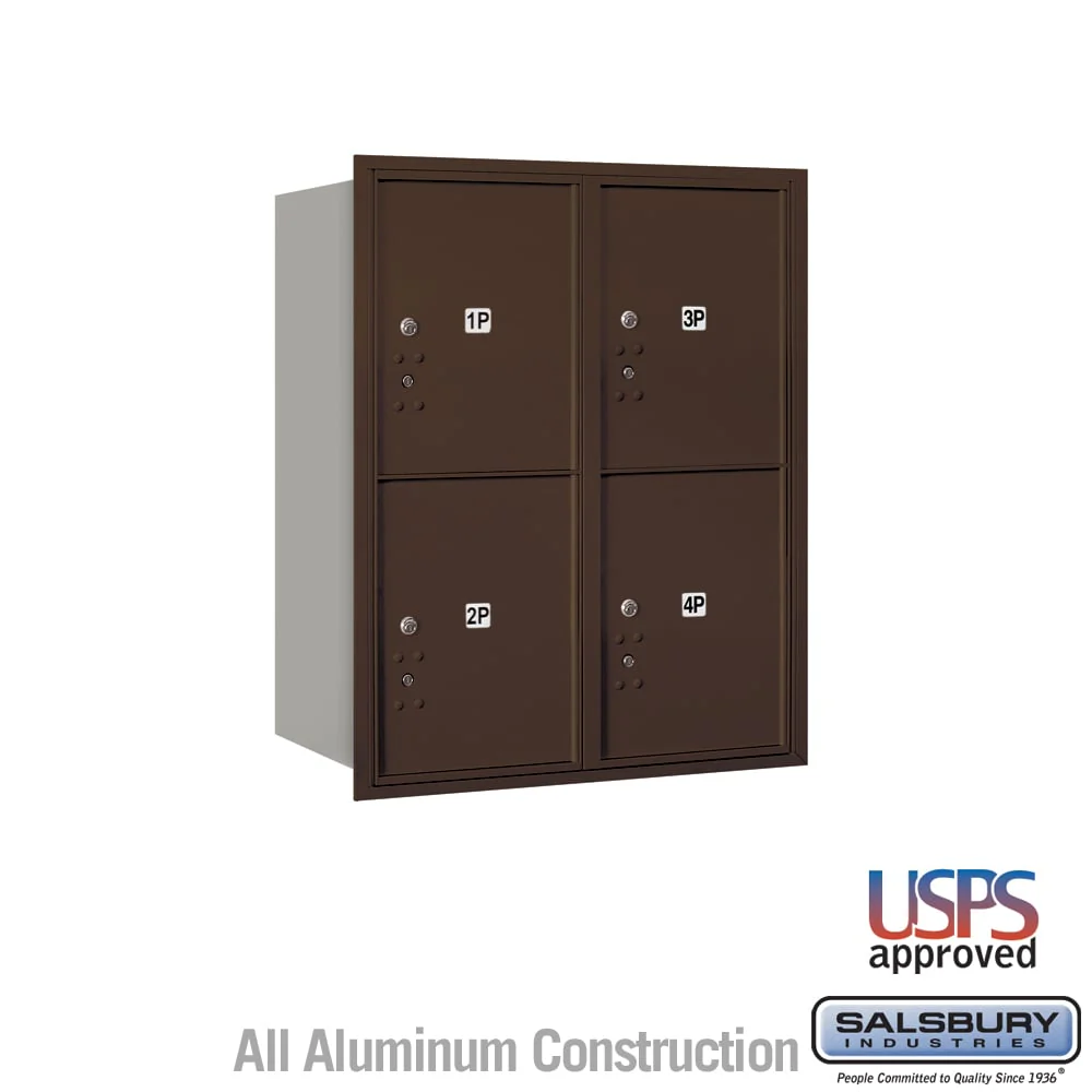10-Door High Recessed Mounted Parcel Locker with USPS Access - Bronze - Rear Loading