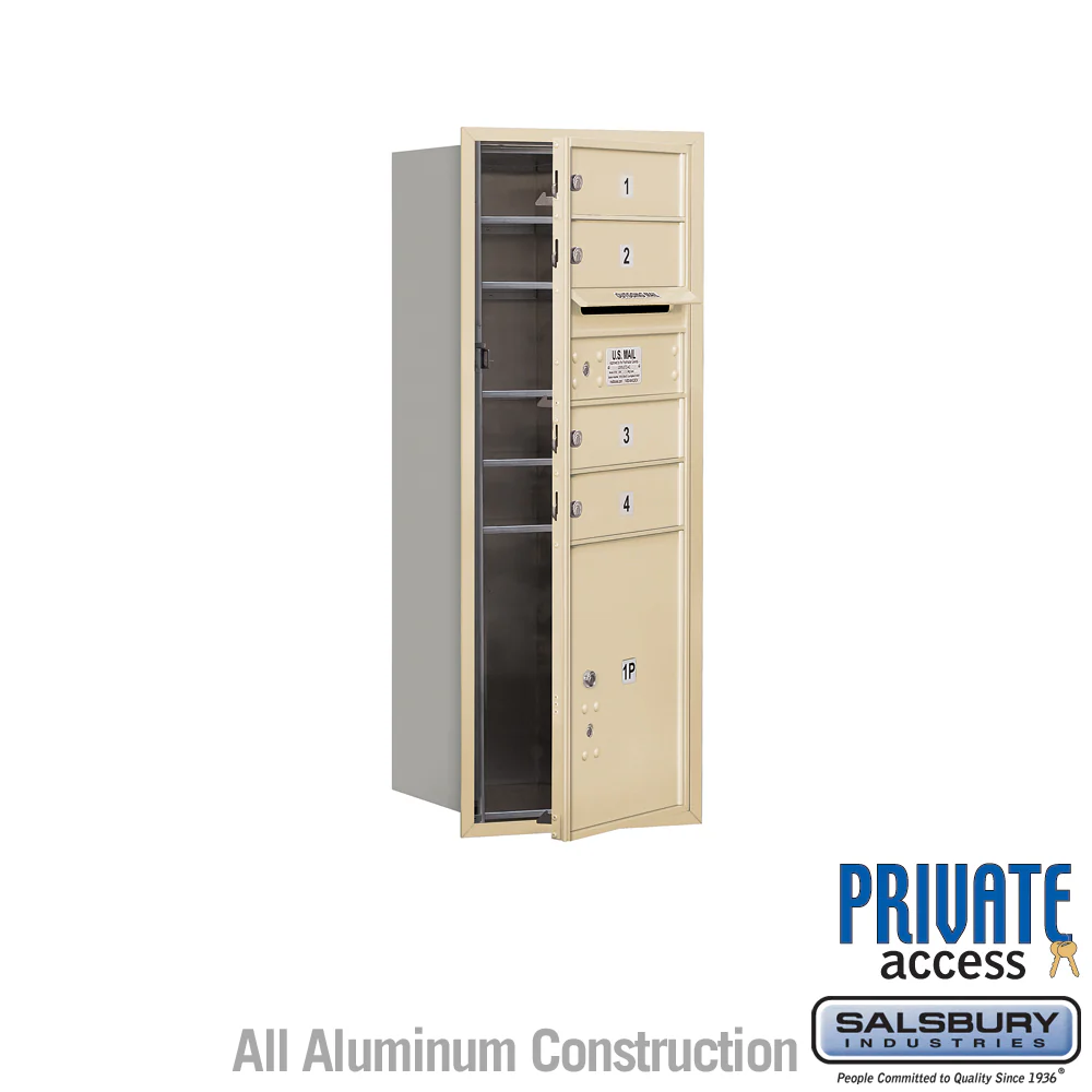 10 Door High Recessed Mounted 4C Horizontal Mailbox with Parcel Locker in Sandstone