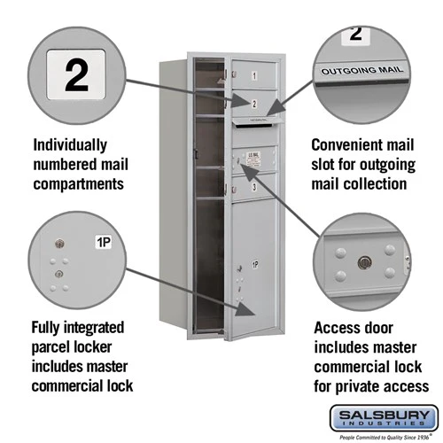 10 Door High Recessed Mounted 4C Horizontal Mailbox with Parcel Locker - Private Access - Image 2
