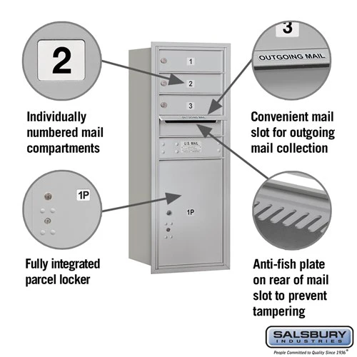 10 Door High Recessed Mounted 4C Horizontal Mailbox with Parcel Locker - Rear Loading - Image 2