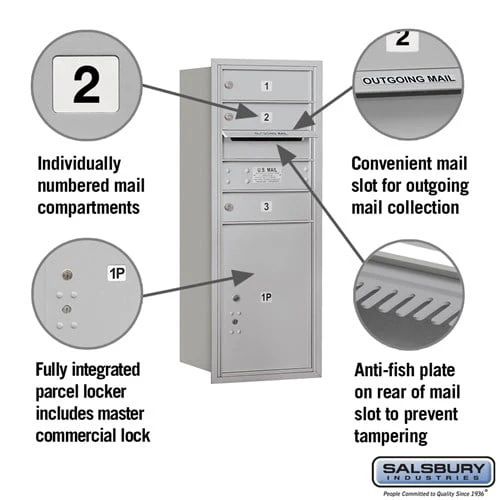 10 Door High Recessed Mounted 4C Horizontal Mailbox with Parcel Locker - Rear Loading - Image 2