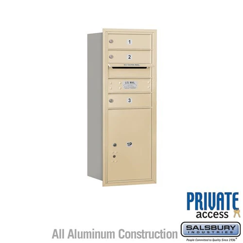 10 Door High Recessed Mounted 4C Horizontal Mailbox with Parcel Locker - Sandstone - Rear Loading
