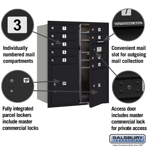 10 Door High Recessed Mounted 4C Horizontal Mailbox with Parcel Lockers - Black - Private Access - Image 2
