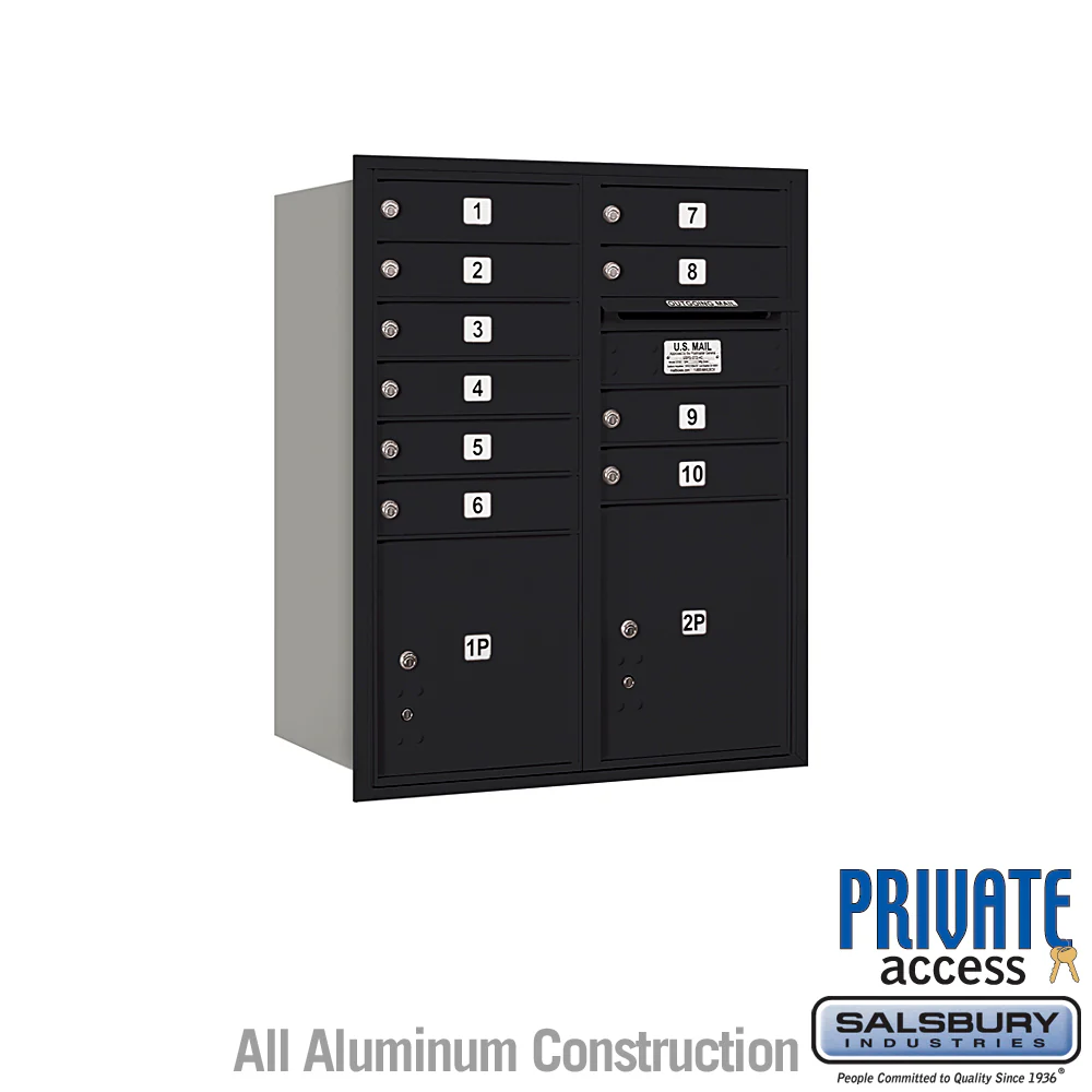 10 Door High Recessed Mounted 4C Horizontal Mailbox with Parcel Lockers - Black - Rear Loading - Image 4