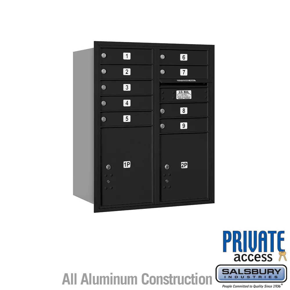 10 Door High Recessed Mounted 4C Horizontal Mailbox with Parcel Lockers - Black, Rear Loading - Image 4