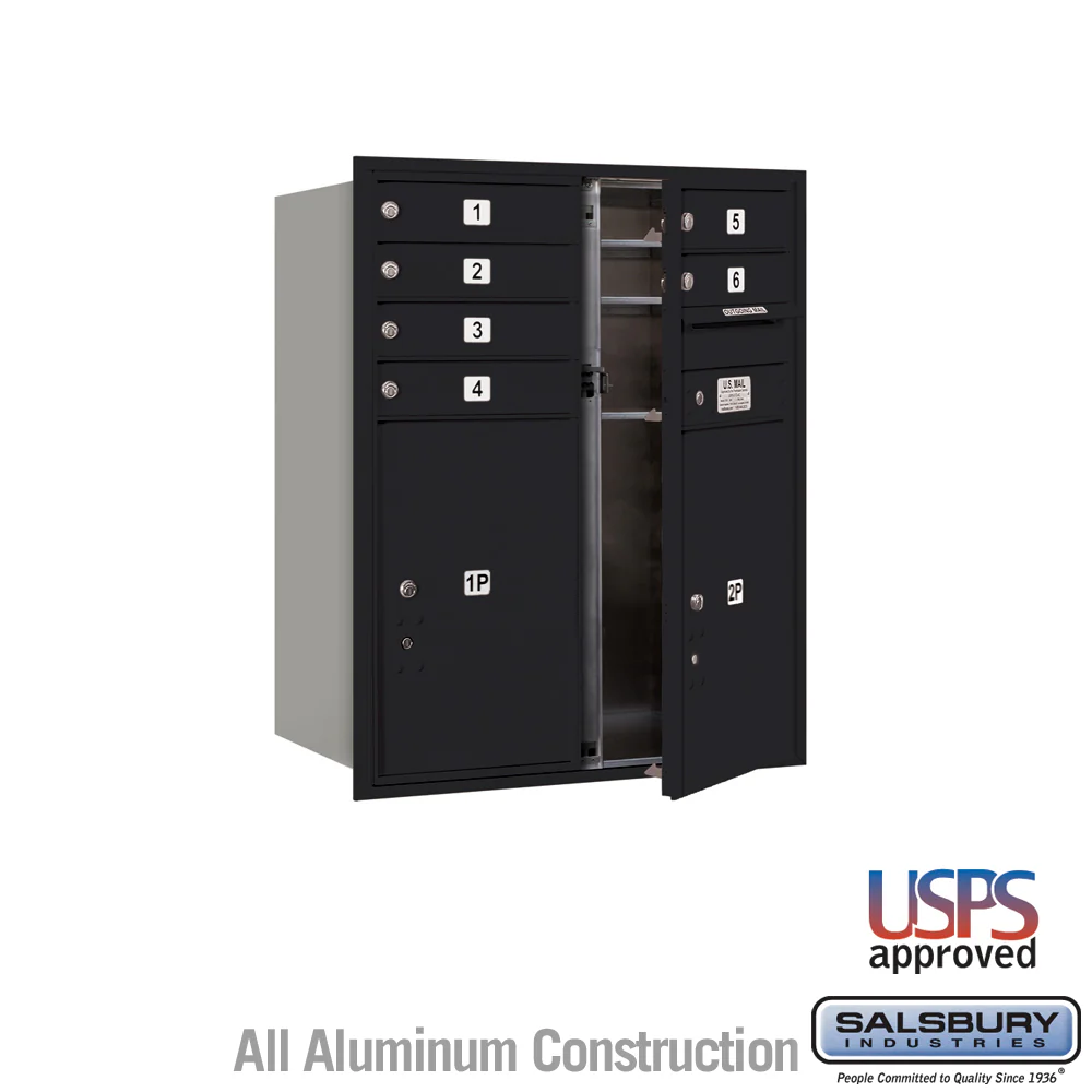 10 Door High Recessed Mounted 4C Horizontal Mailbox with Parcel Lockers - Black - USPS Access