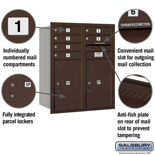 10 Door High Recessed Mounted 4C Horizontal Mailbox with Parcel Lockers - Bronze - Image 2