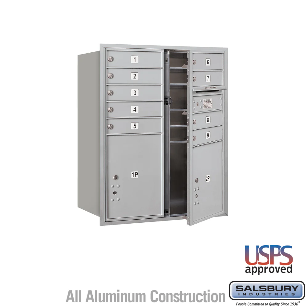 10 Door High Recessed Mounted 4C Horizontal Mailbox with Parcel Lockers - Front Loading