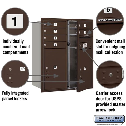 10 Door High Recessed Mounted 4C Horizontal Mailbox with Parcel Lockers in Bronze - USPS Approved - Image 2