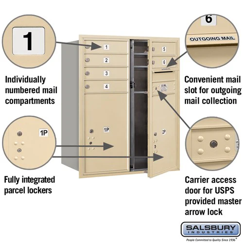 10 Door High Recessed Mounted 4C Horizontal Mailbox with Parcel Lockers in Sandstone - Image 2