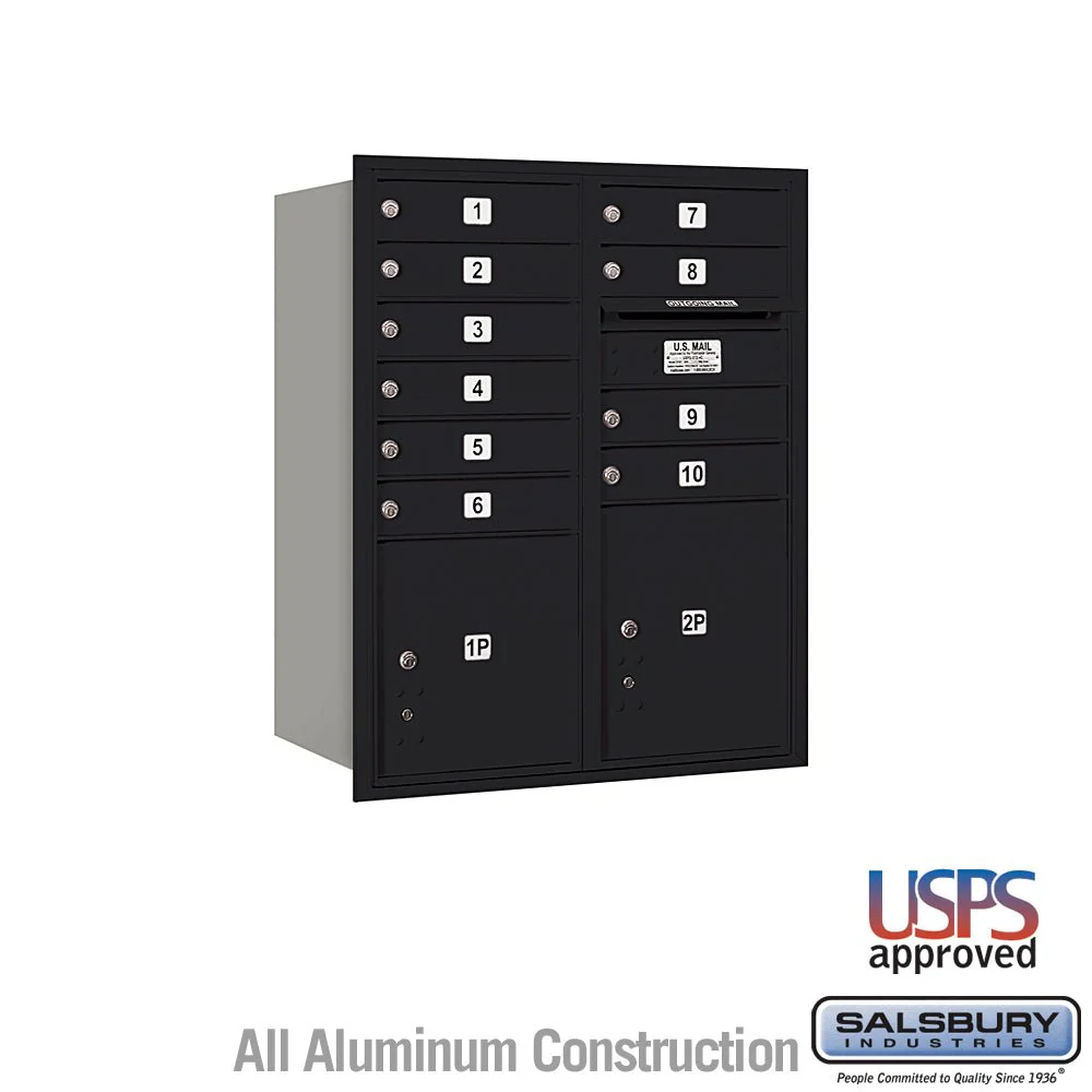 10-Door High Recessed Mounted 4C Horizontal Mailbox with Parcel Lockers - Rear Loading