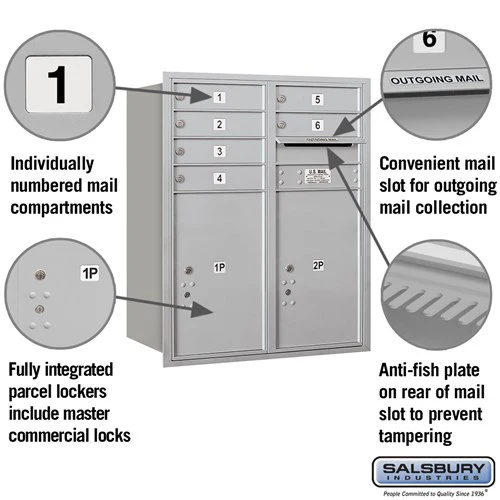 10 Door High Recessed Mounted 4C Horizontal Mailbox with Parcel Lockers - Rear Loading - Image 5