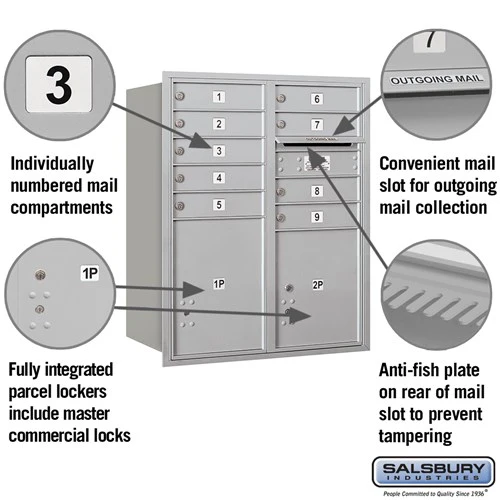10 Door High Recessed Mounted 4C Horizontal Mailbox with Parcel Locker - Rear Loading - Image 5